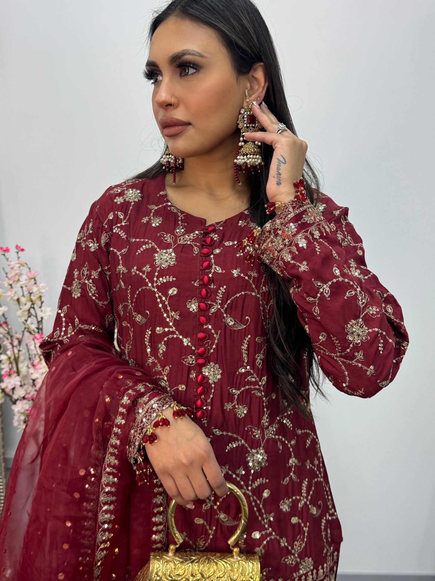 “Dulhan” Maria B Inspired - Maroon Garara - R