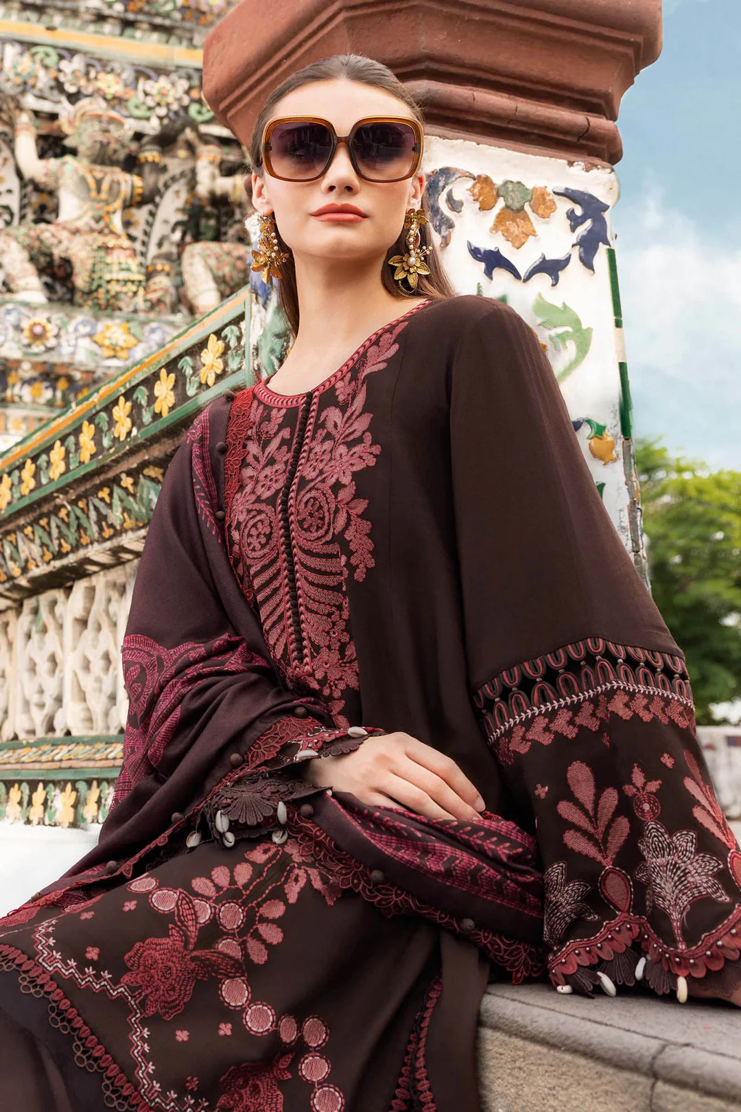 Maria B Winter Mprints - 4A - burgundy