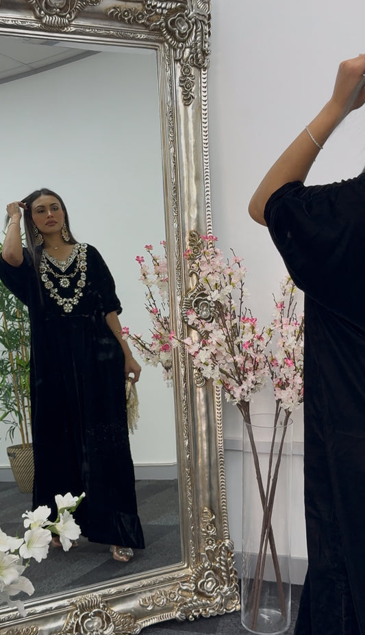 Raat 2 - Black Kaftaan -  Velvet Kaftan - AC