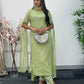Green - Floor Length Sleeves - Chiffon Outfit - T