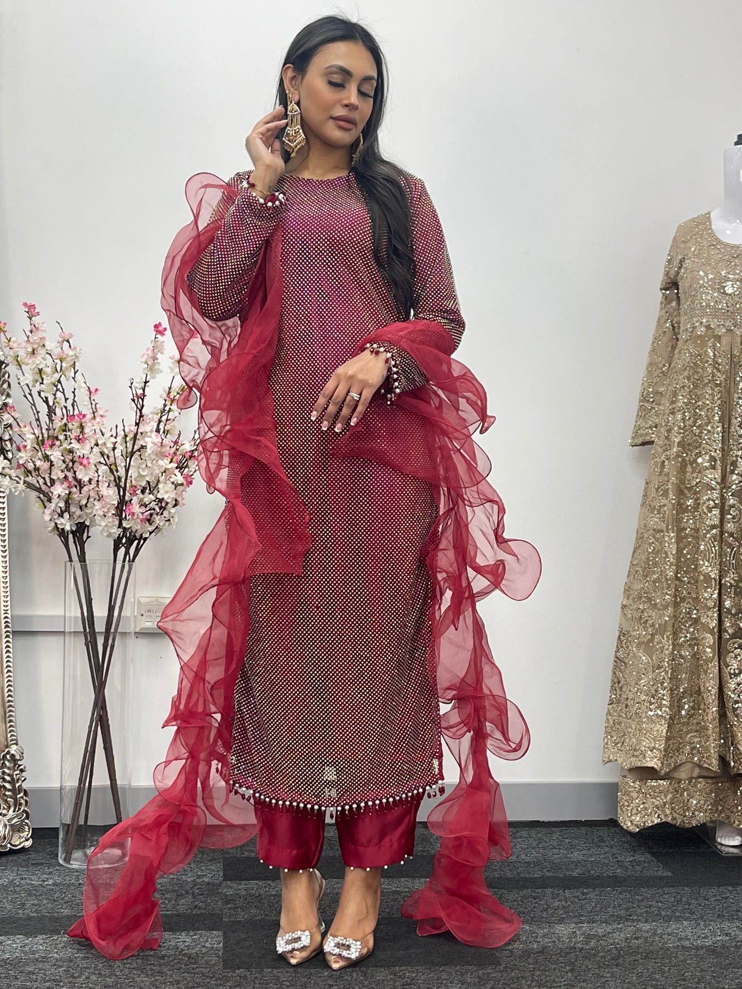 Fish Net  - Maroon - Red - F