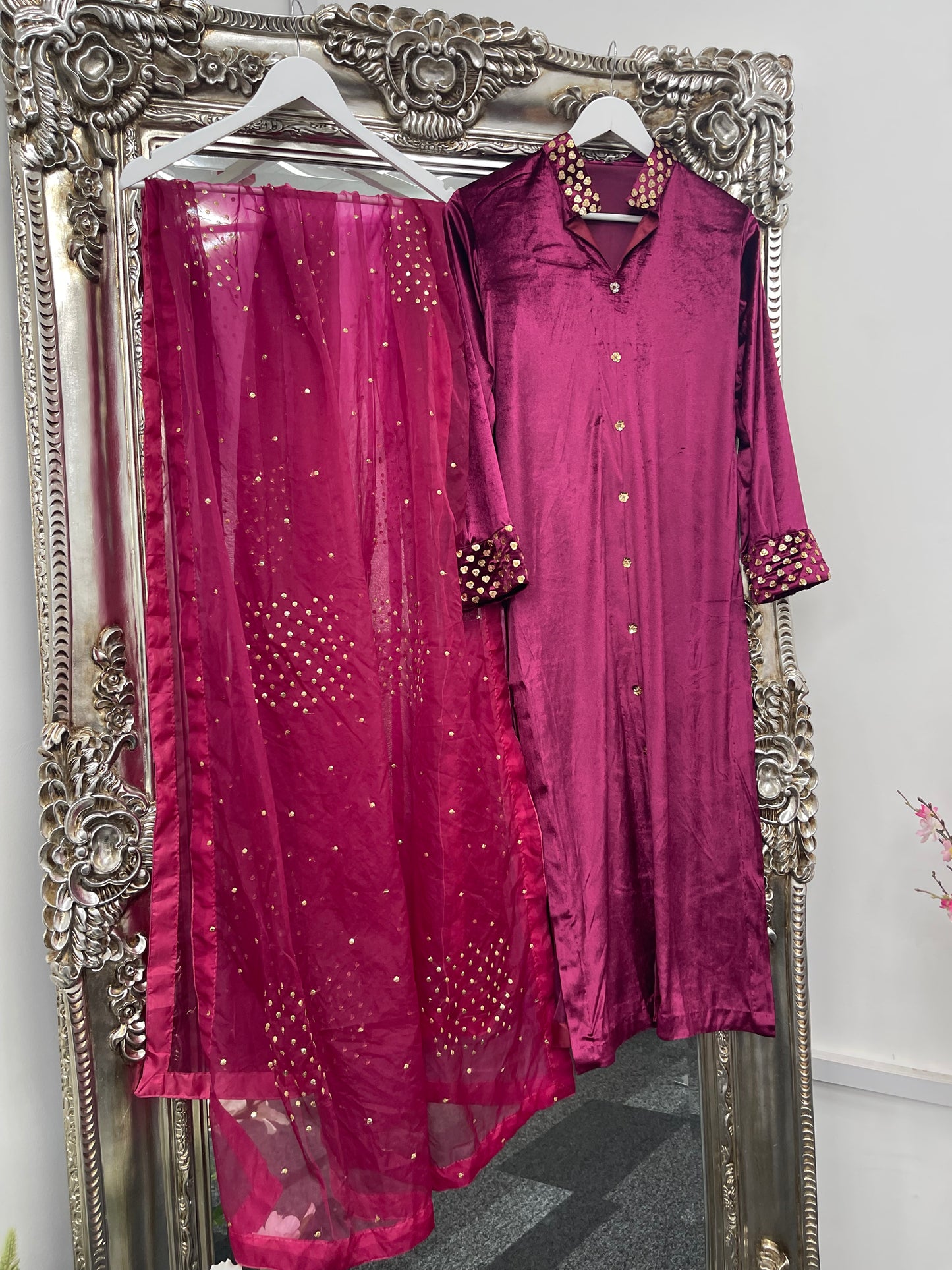 Sona l Plum Silk Velvet - Party Outfit l AA