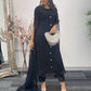 Black - Floor Length Sleeves - Chiffon Outfit - T