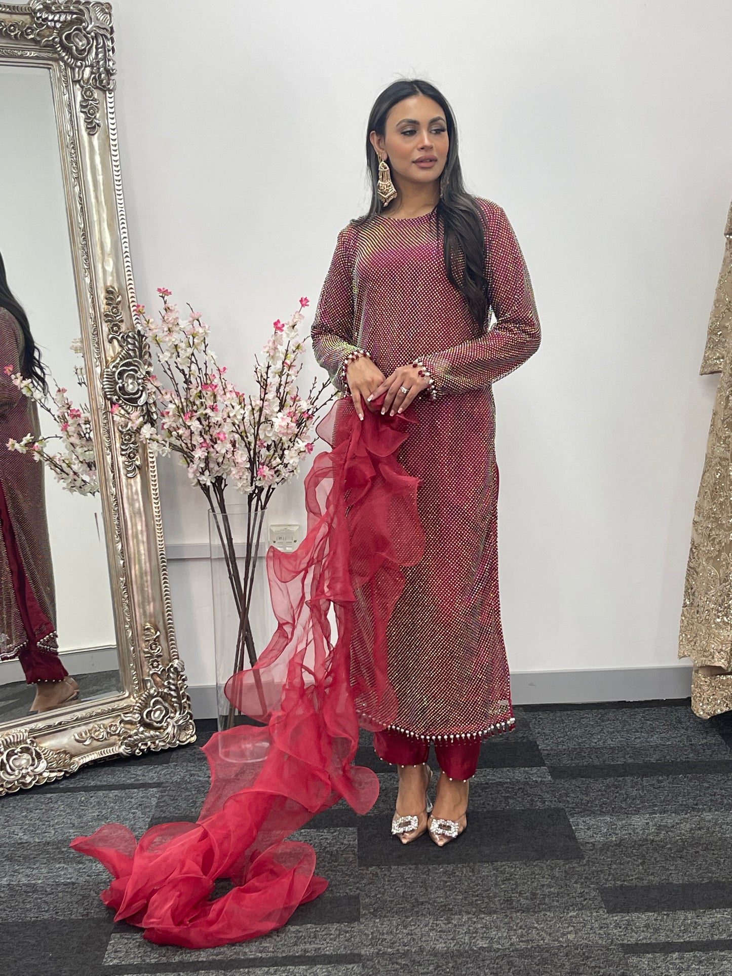 Fish Net  - Maroon - Red - F