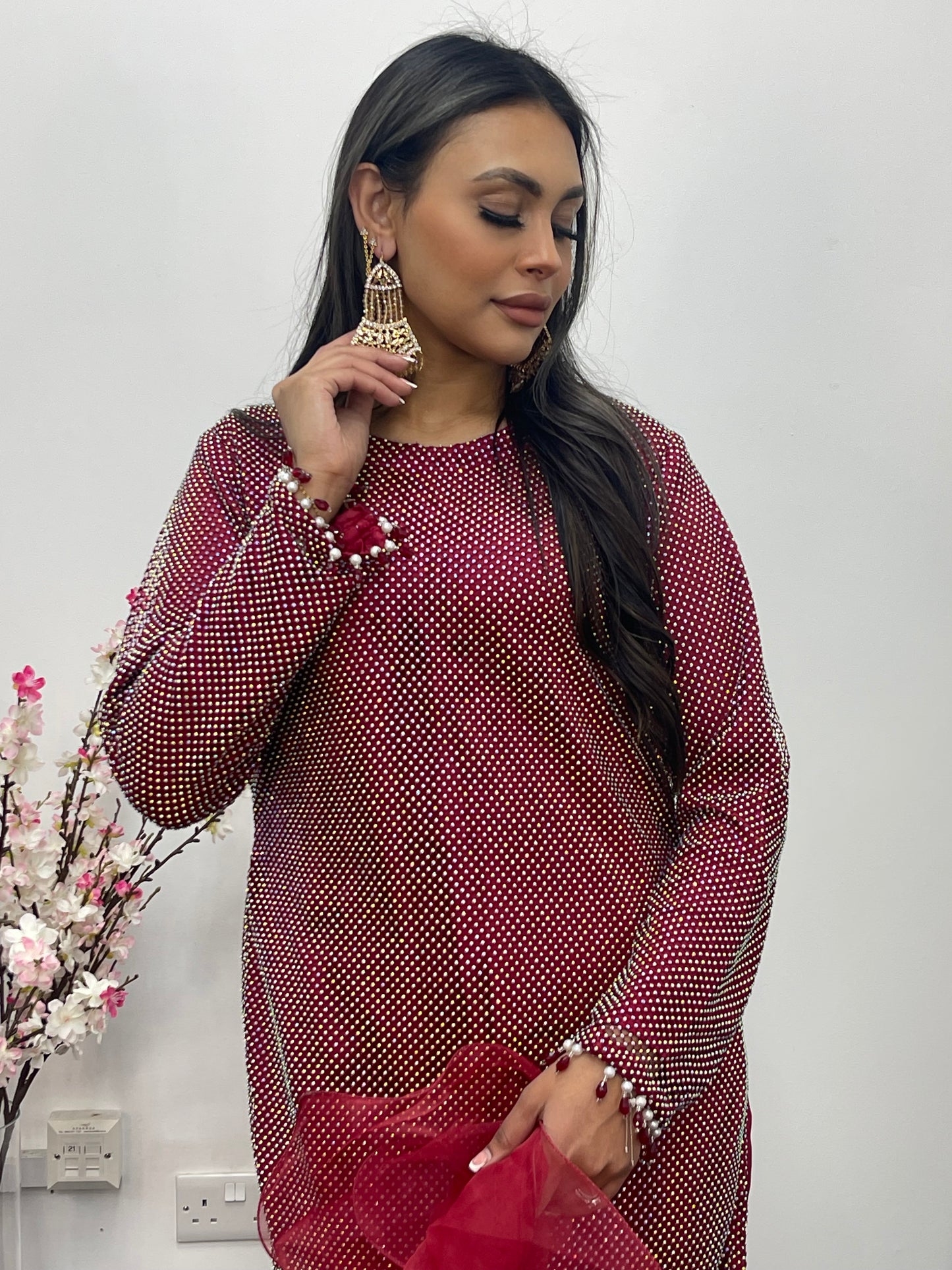 Fish Net  - Maroon - Red - F