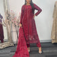 Tara - Korean Silk Cut Dana - Party Wear - CutWork - Maroon - taara