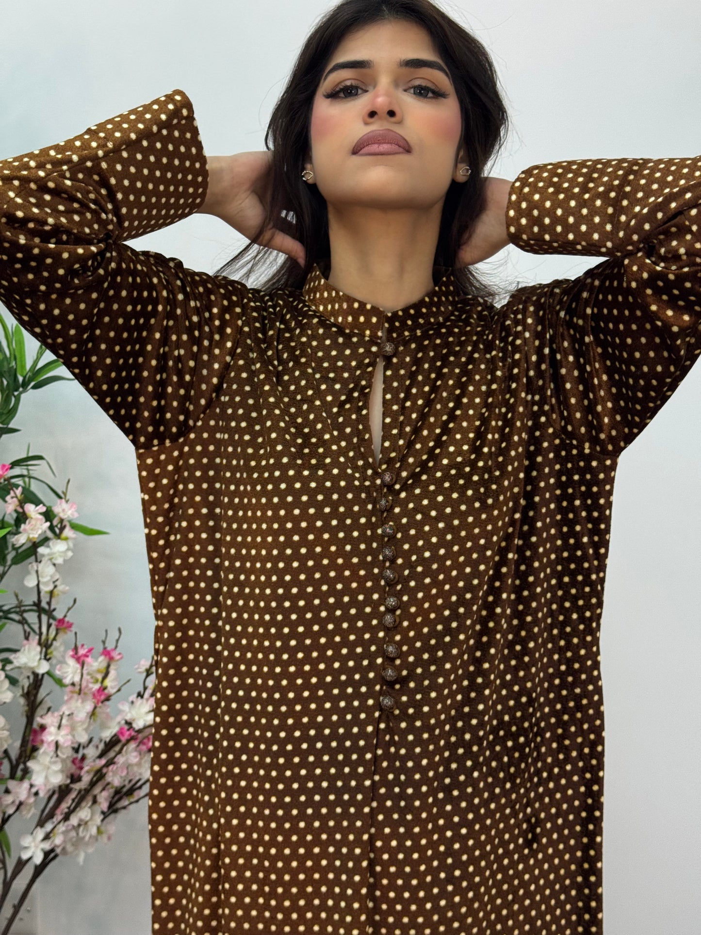 Polka Dots - Brown - Shaneel Velvet