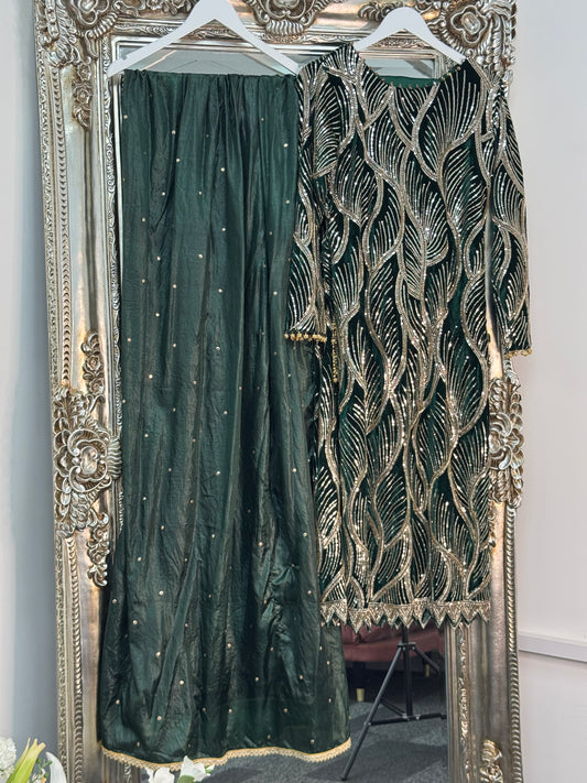 Pia - Cutdana Velvet - Green