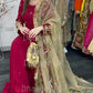 (Pre Order 3/4 Weeks) “GUL BANO” - Hand Painted Dupatta with Hand Work -Anarkali - Maroon Gold - Noor
