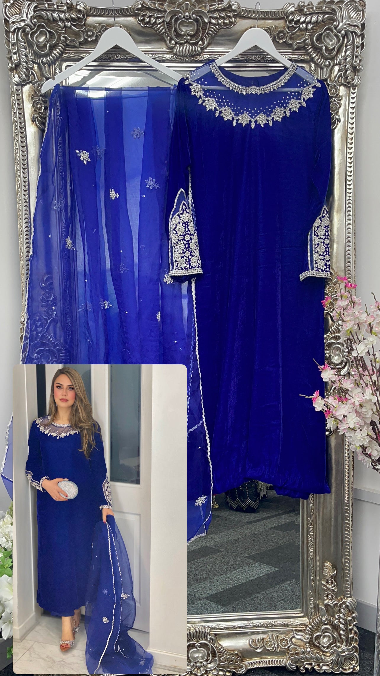 (Preorder 4 weeks) Deewani Blue - Velvet Pret -