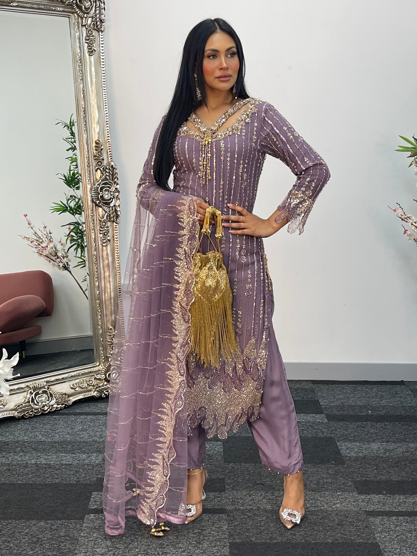 Payal - Cutdana Net - Lilac purple - G