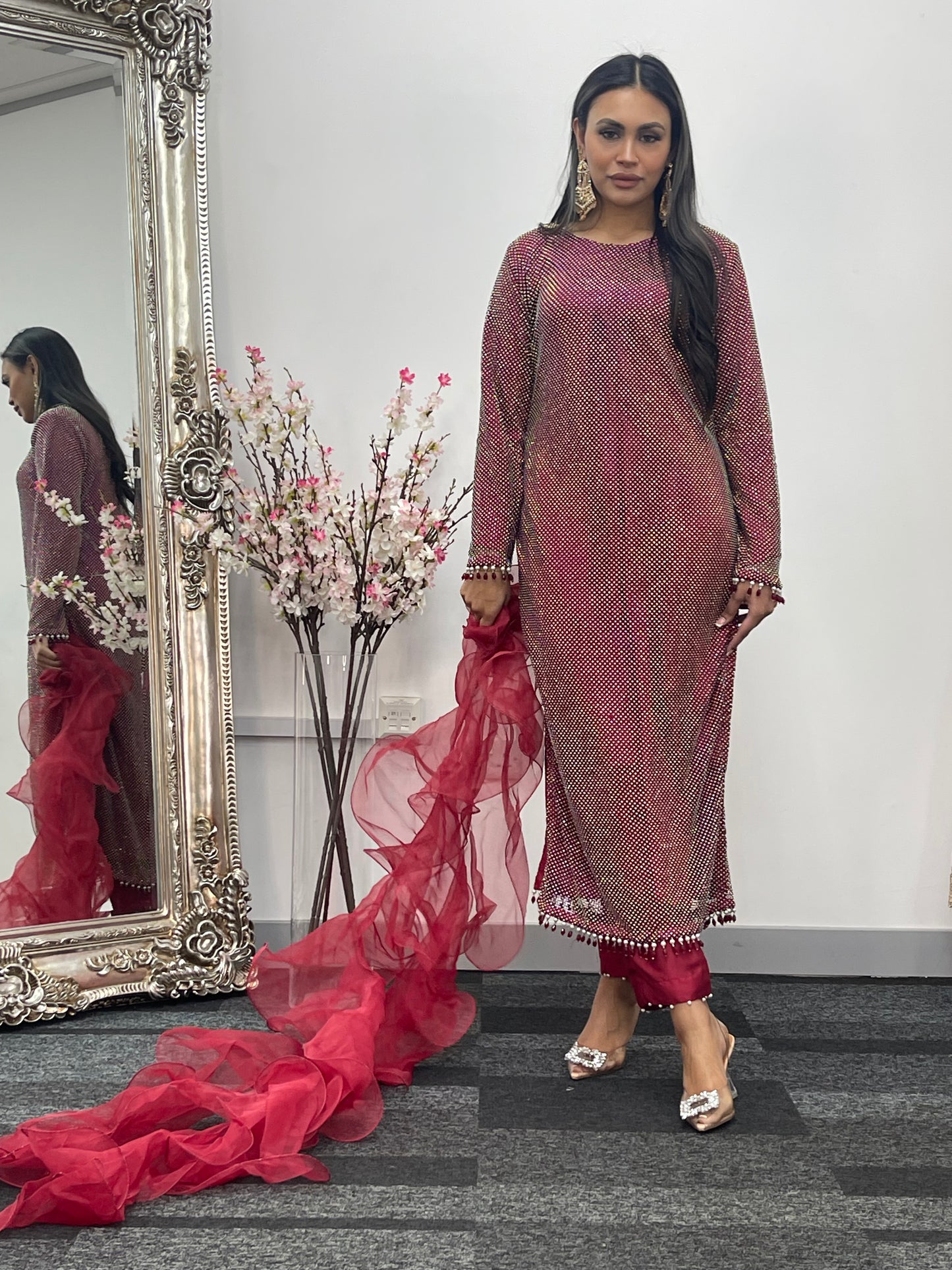 Fish Net  - Maroon - Red - F