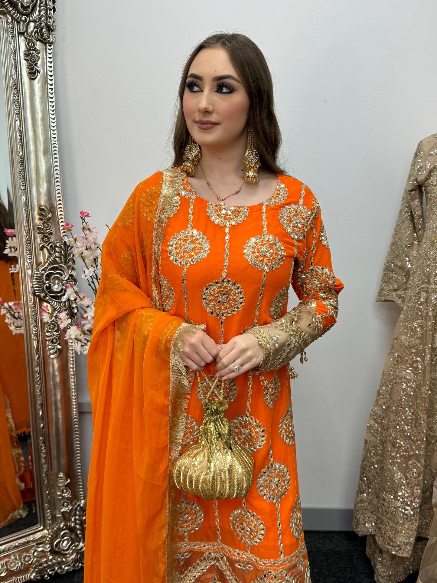 Kiran - Sheesha Sharara - Orange - Mehndi outfit - Party wear- AF
