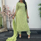 Green - Floor Length Sleeves - Chiffon Outfit - T