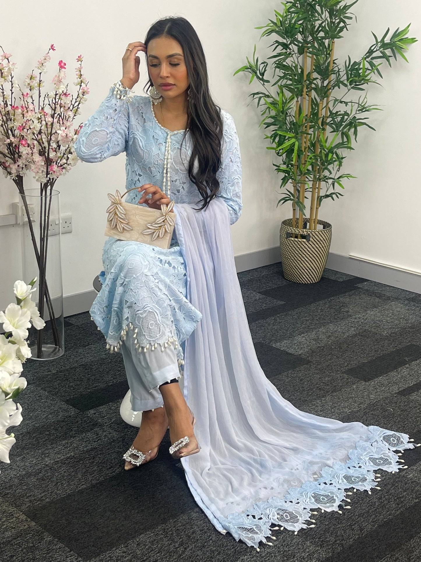 Lacy Crochet - diya - Blue - dia