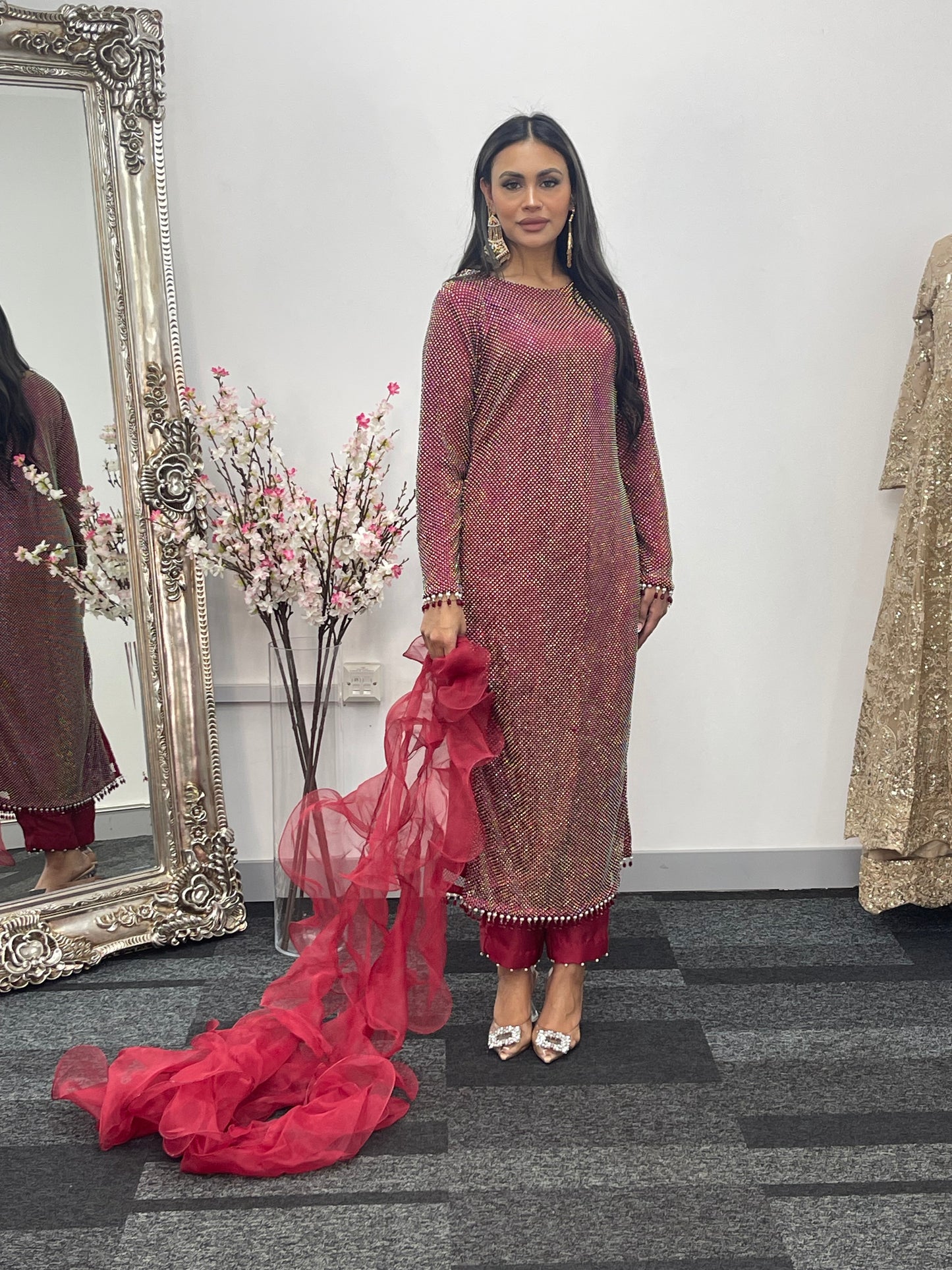 Fish Net  - Maroon - Red - F