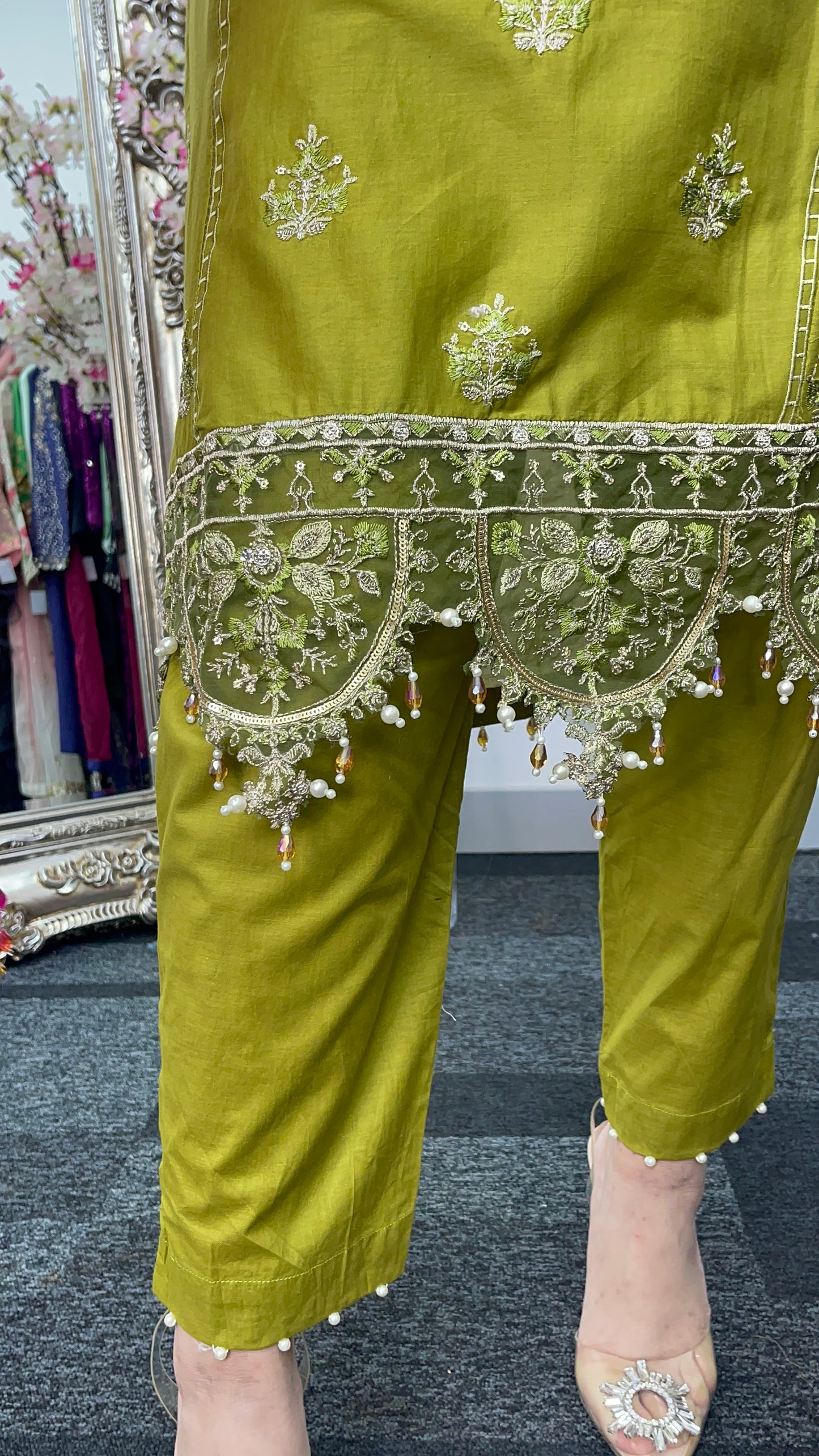 Shola _ Maria B inspired - Green & Orange -