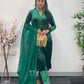 Sona l Green Silk Velvet - Party Outfit l AA