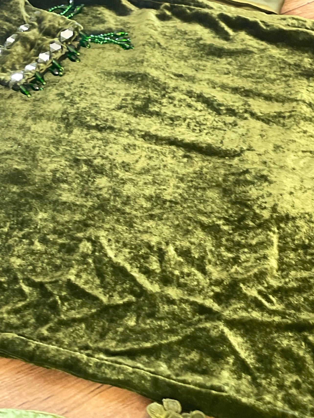 Olivia - Sheesha X Velvet Olive Green Plachi Daman with silk dupatta winter