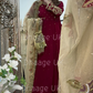 (Pre Order 3/4 Weeks) “GUL BANO” - Hand Painted Dupatta with Hand Work -Anarkali - Maroon Gold - Noor