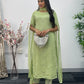 Green - Floor Length Sleeves - Chiffon Outfit - T