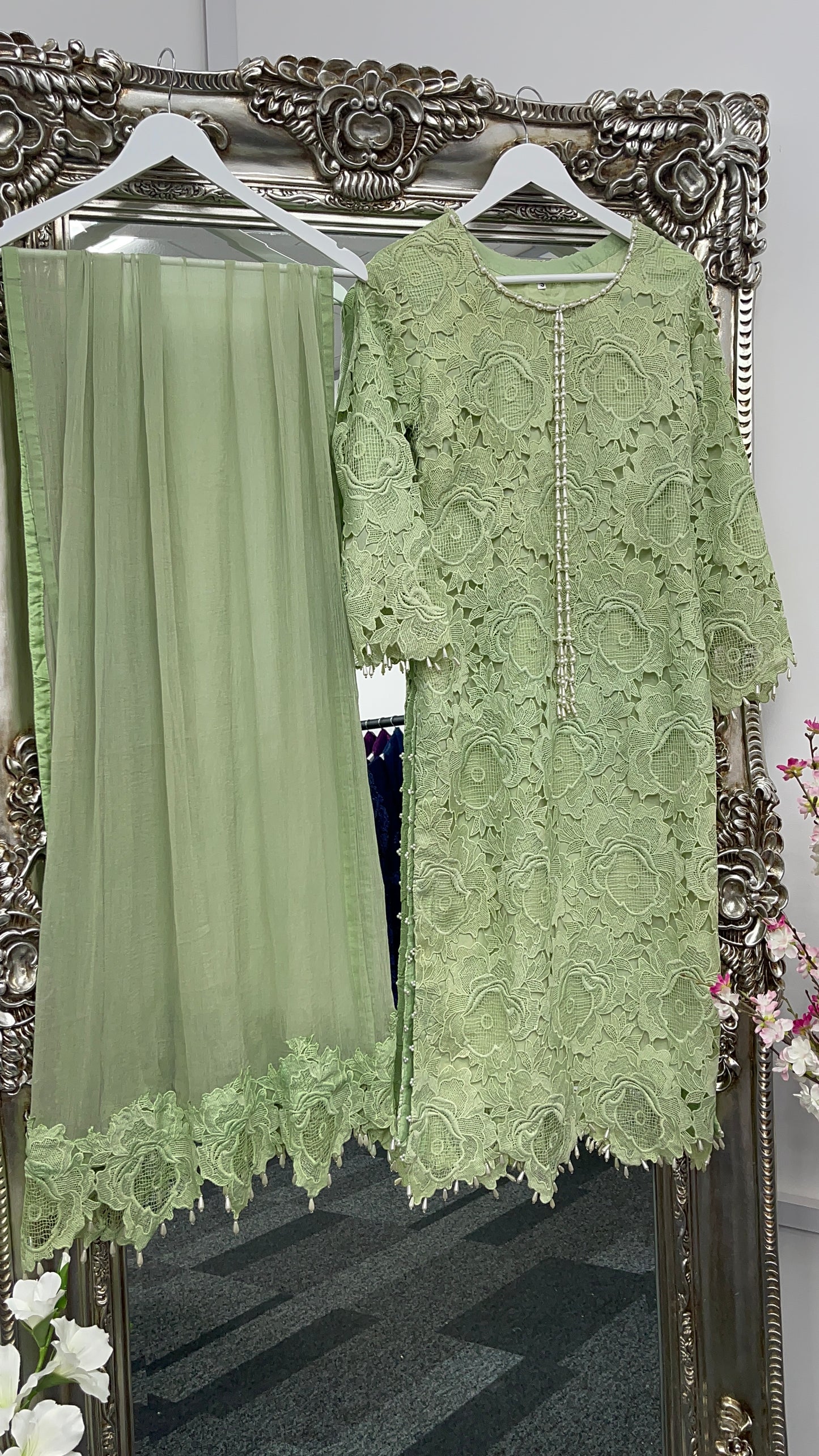 Lacy Crochet - diya - Green - dia