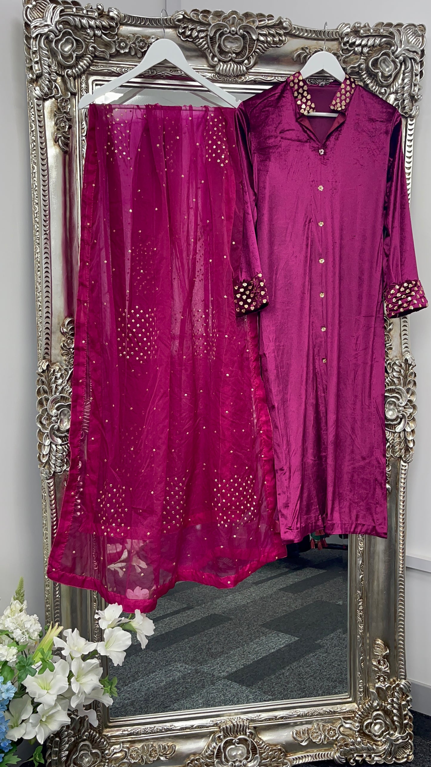 Sona l Plum Silk Velvet - Party Outfit l AA