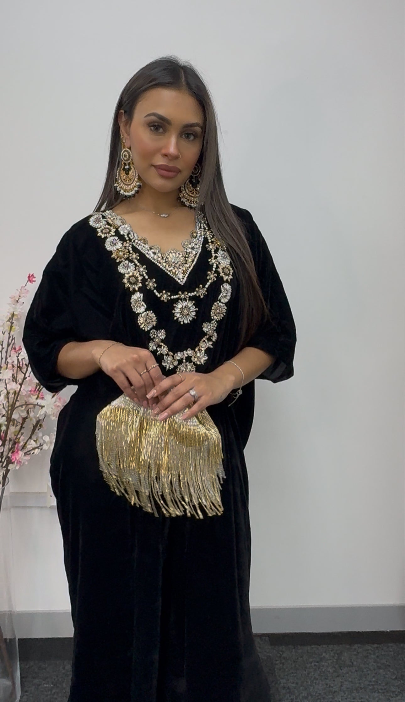 Raat 2 - Black Kaftaan -  Velvet Kaftan - AC