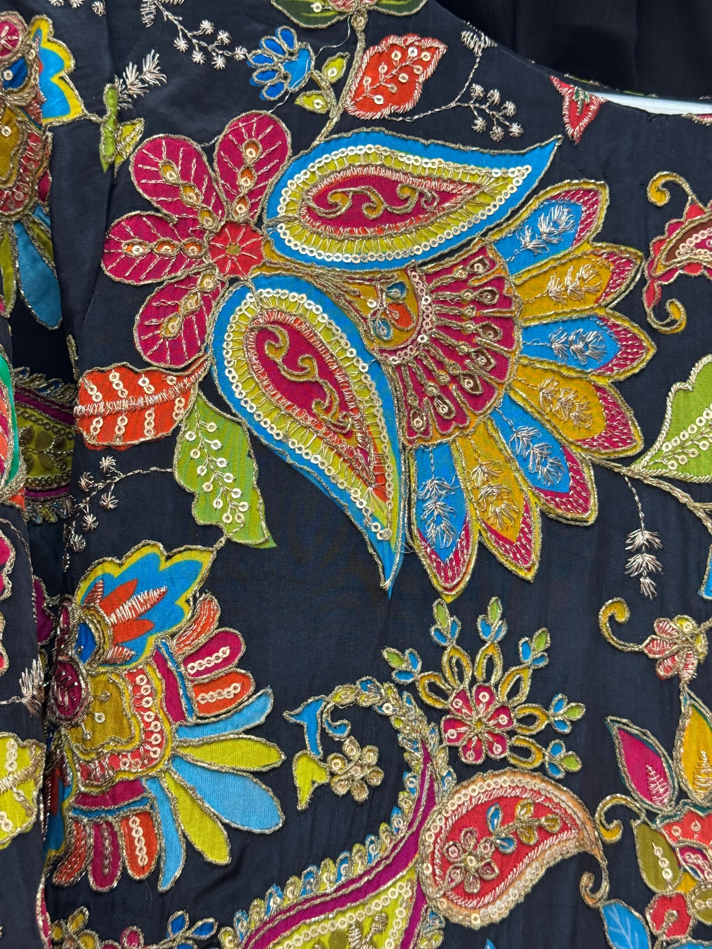 Phoolwari - Armani Silk - Black