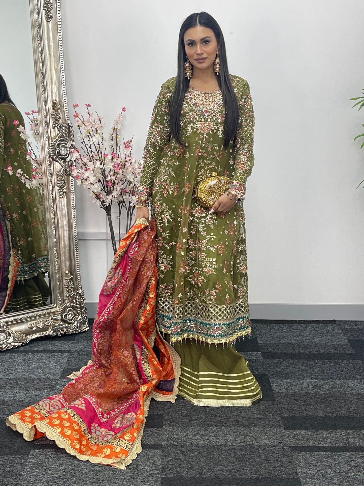 Mehndi - Maria B Inspired Maxi Lehnga -