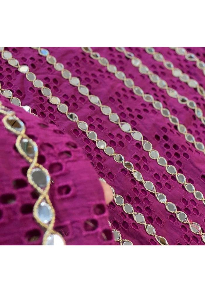 Magenta Crush - Chikankaari Mirror -