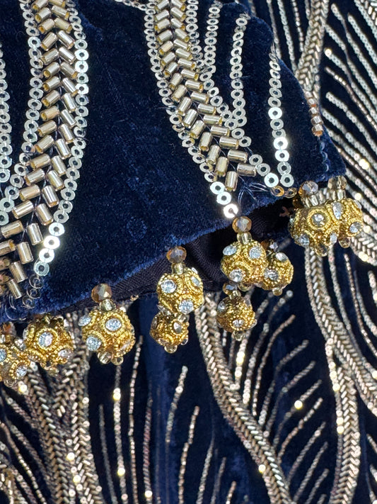 Pia - Cutdana Velvet - navy Blue