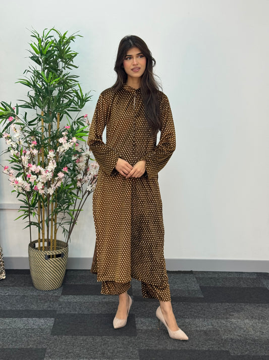 Polka Dots - Brown - Shaneel Velvet