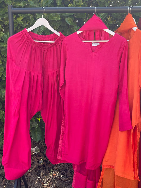Saba - Farshi Shalwar - hot pink