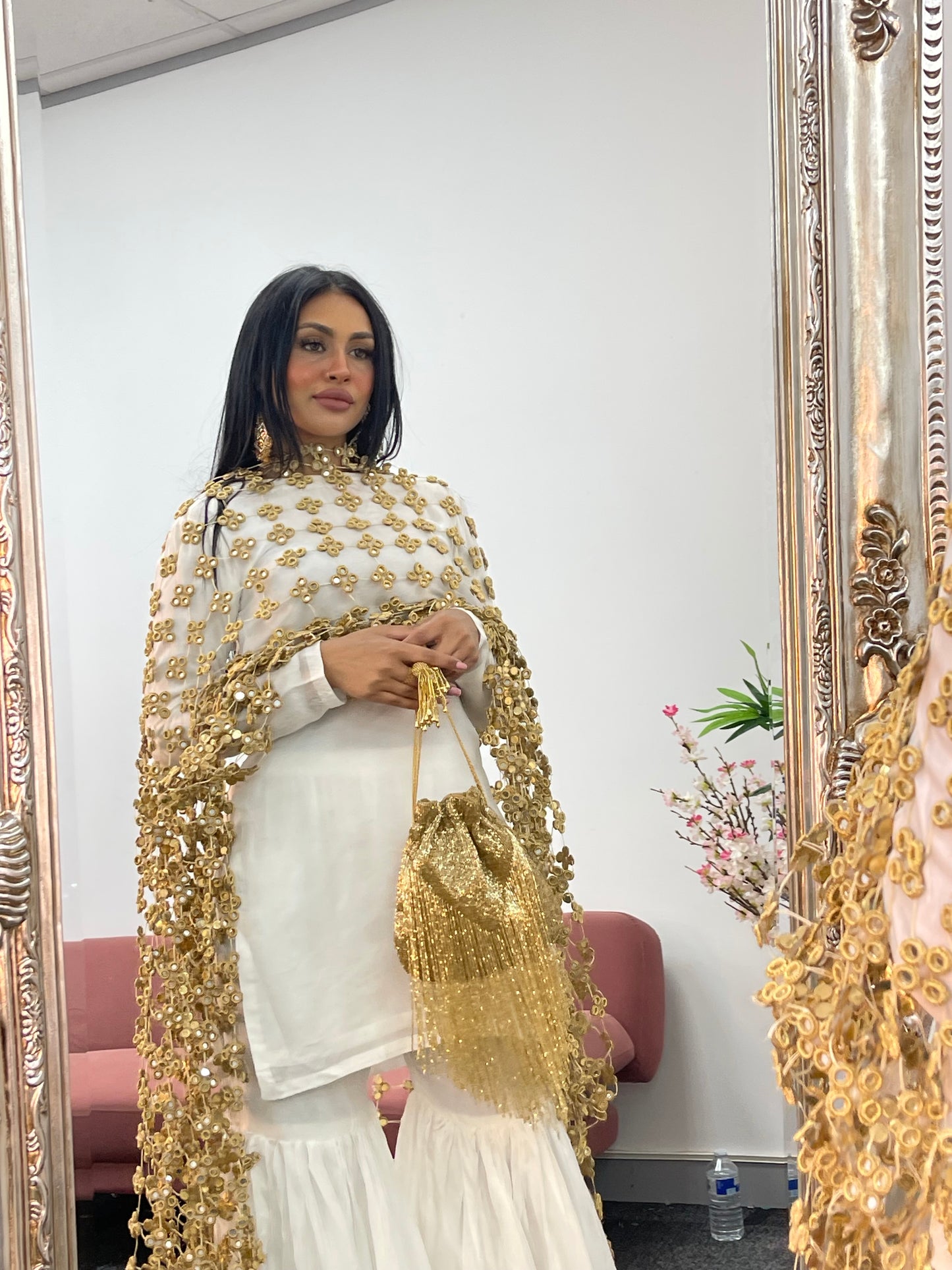 (Preorder 4-5 weeks) Posheeda Sheesh Dupatta with GARARA - Poshida Mirror Dupata -