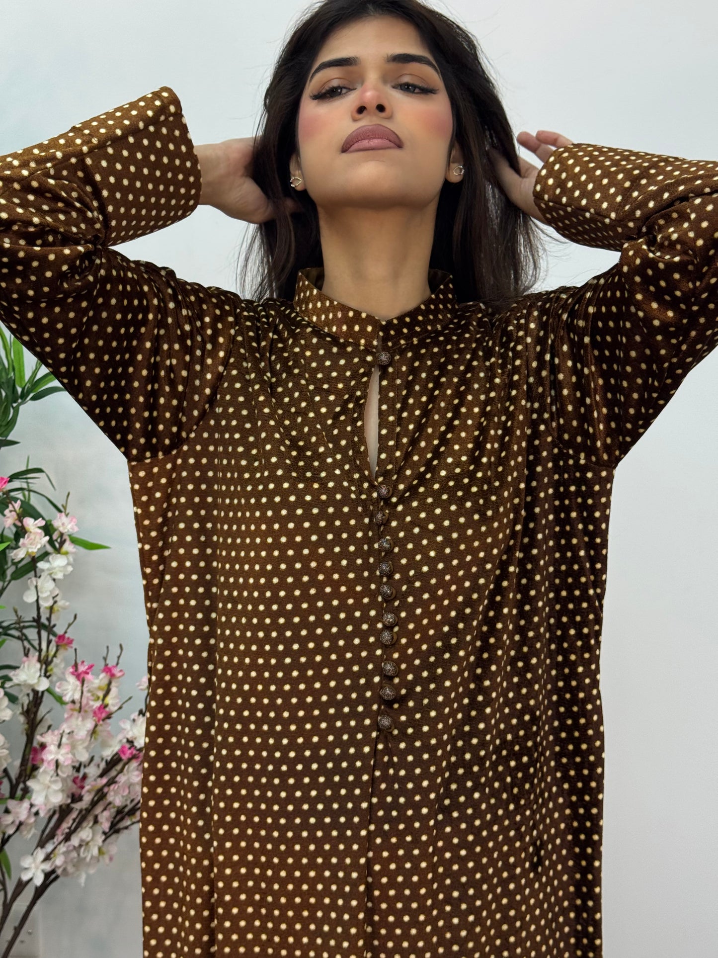 Polka Dots - Brown - Shaneel Velvet