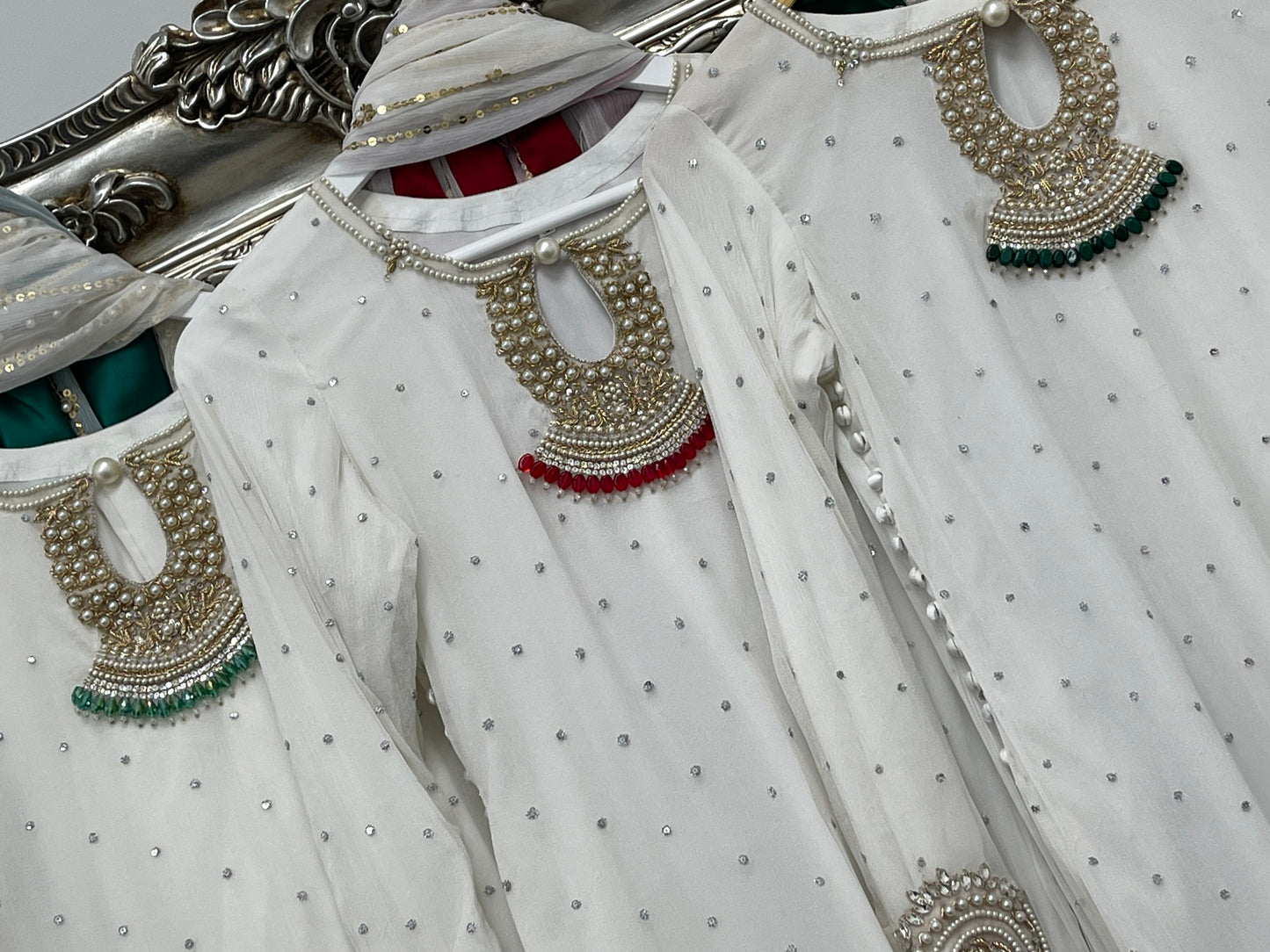 Laila - Chiffon Party Wear - Red - Green - Wedding Dress - T