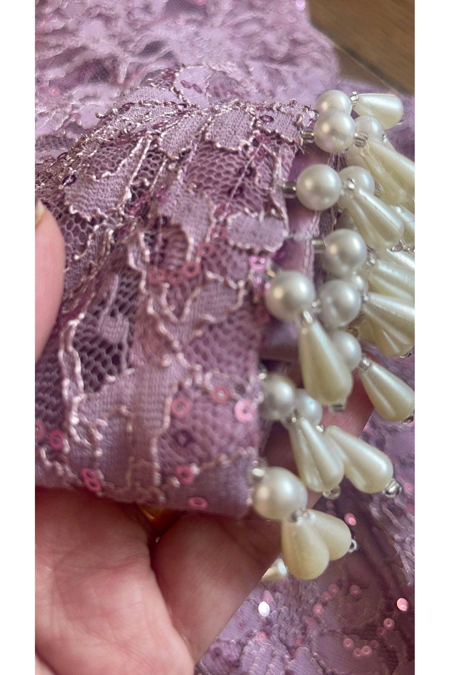 Chantilly Pink - Silver Party Wear - Sequined Net - V