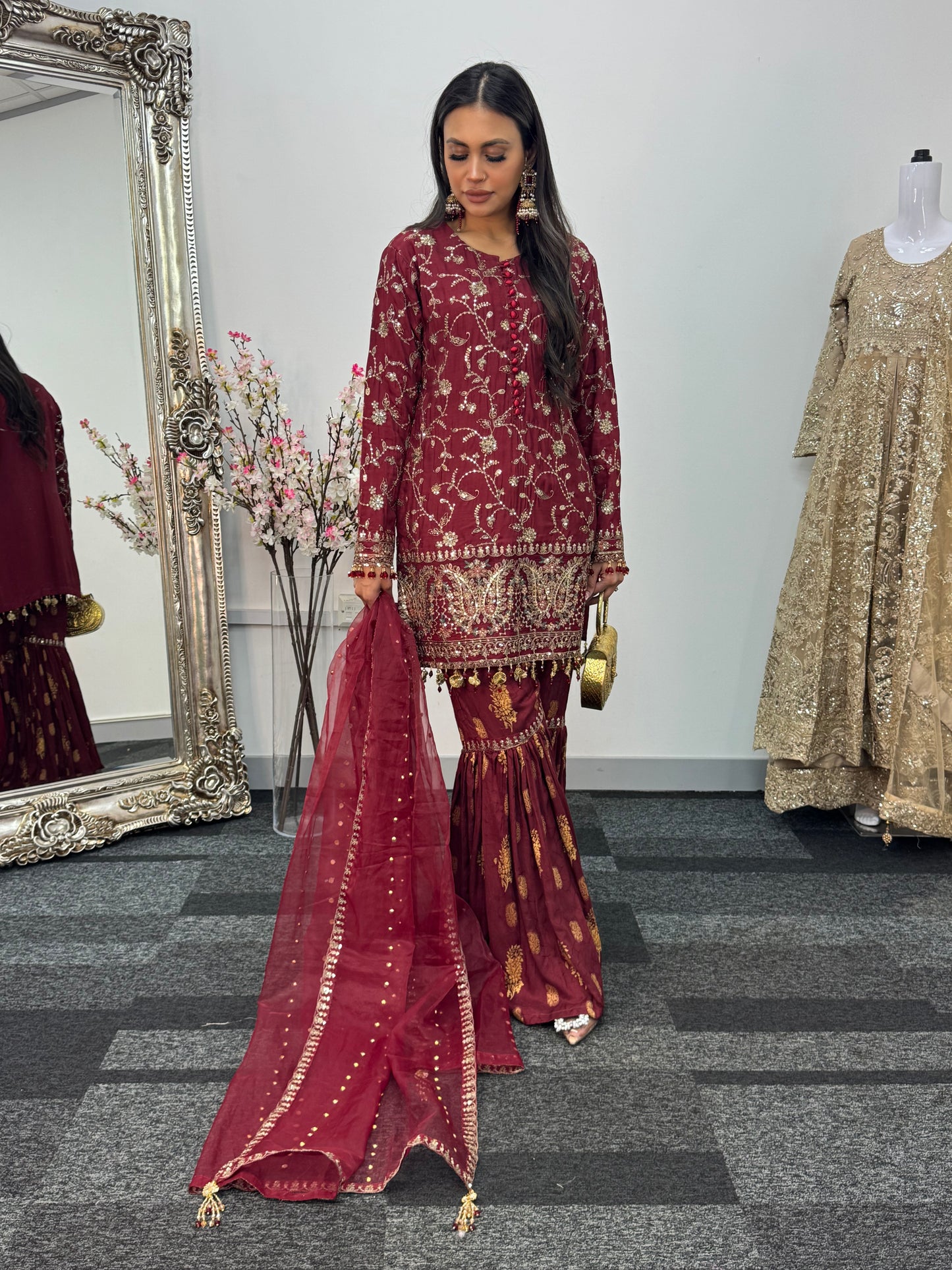 “Dulhan” Maria B Inspired - Maroon Garara - R