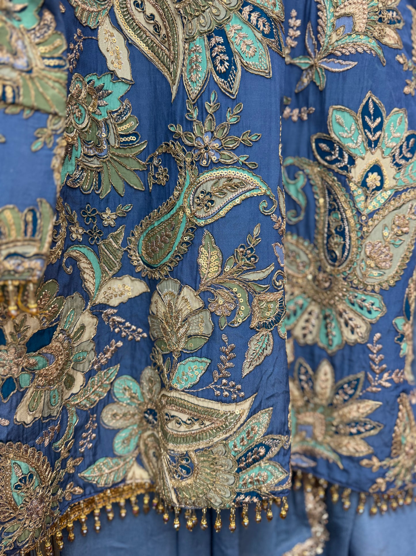 Phoolwari - Armani Silk - Blue