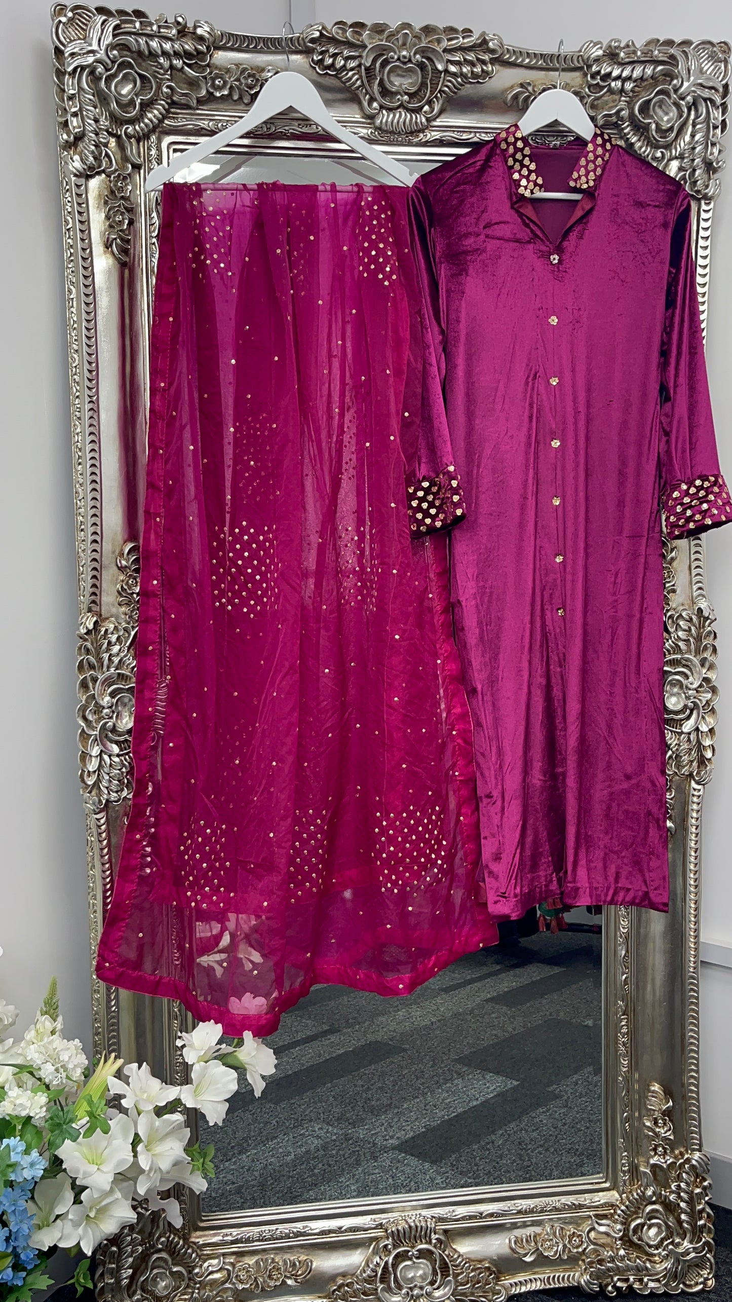 Sona l Plum Silk Velvet - Party Outfit l AA