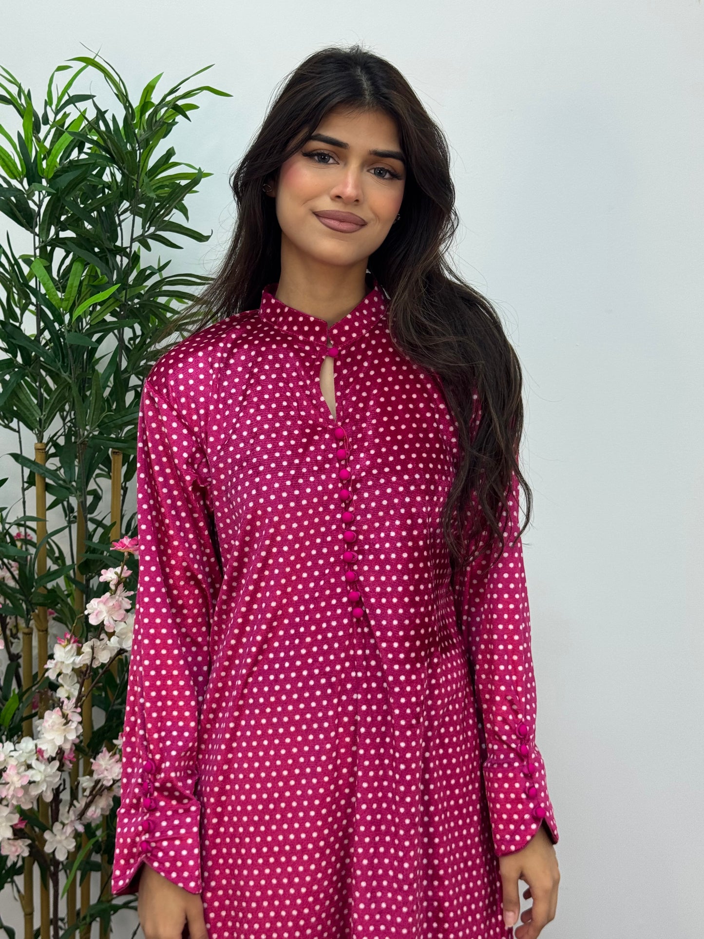 Polka Dots - Red - Shaneel Velvet