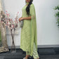 Green - Floor Length Sleeves - Chiffon Outfit - T