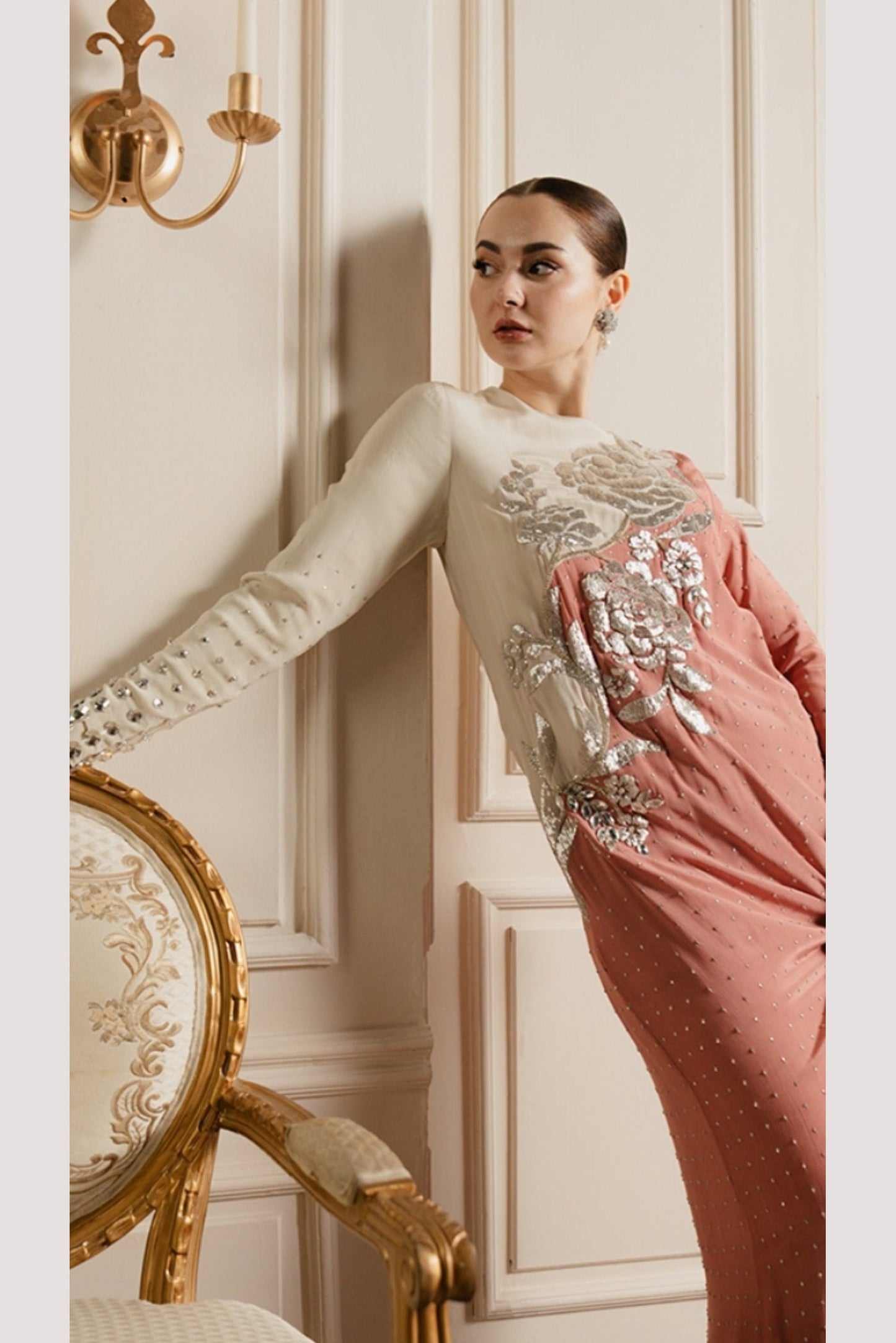 “Nageena” - Party Wear - Peach - Ivory - Nagina - R