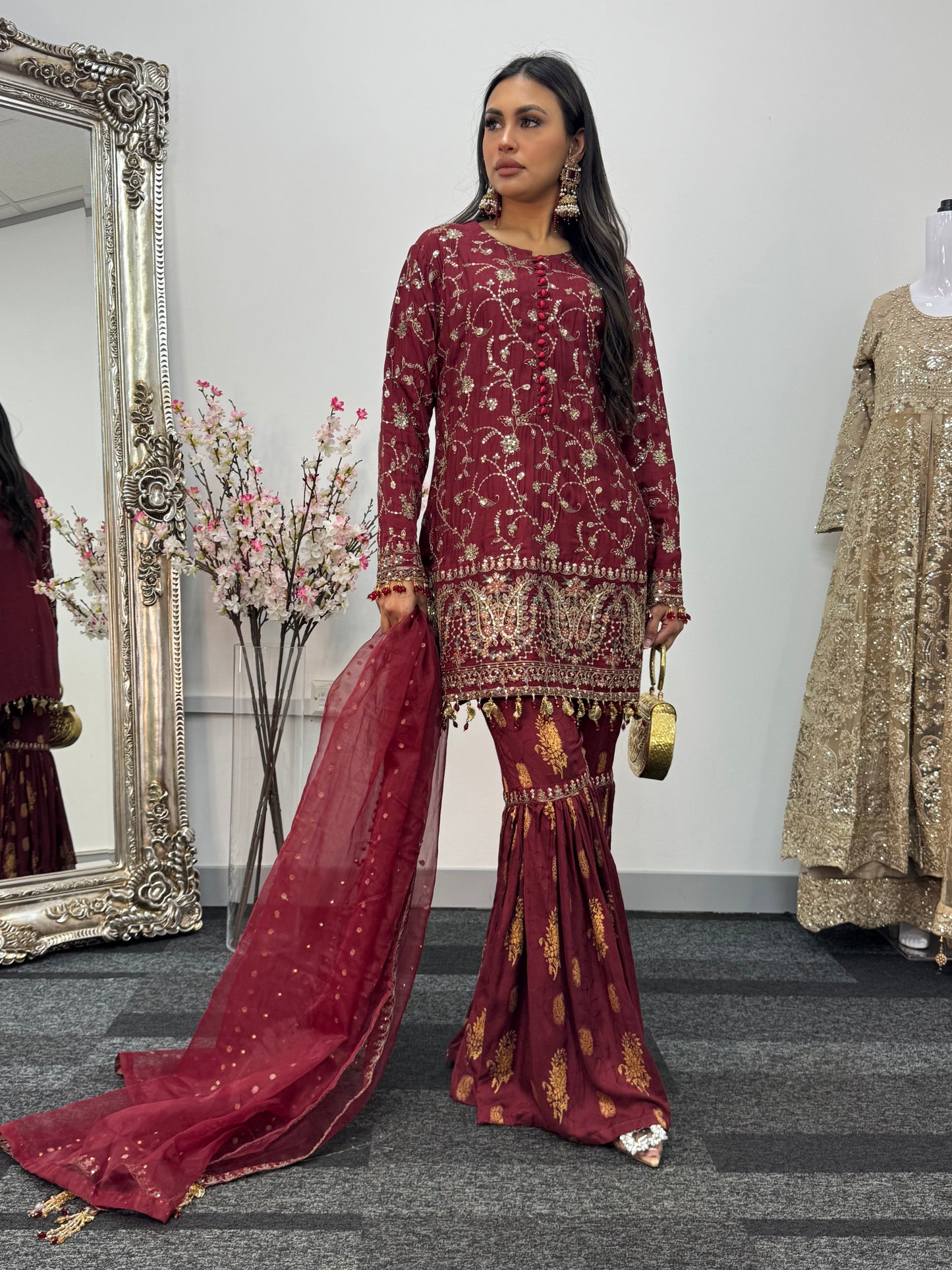 “Dulhan” Maria B Inspired - Maroon Garara - R
