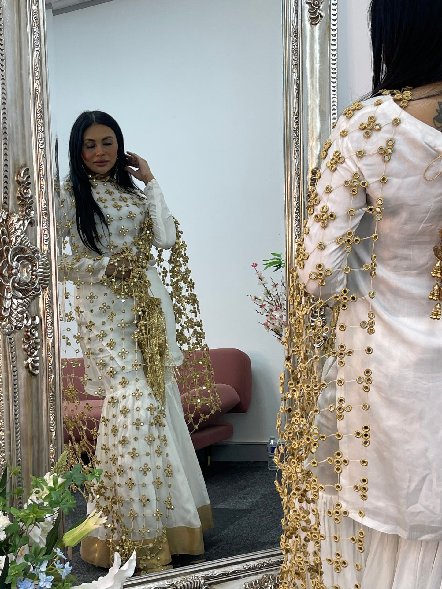 (Preorder 4-5 weeks) Posheeda Sheesh Dupatta with GARARA - Poshida Mirror Dupata -