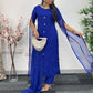Blue - Floor Length Sleeves - Chiffon Outfit - T