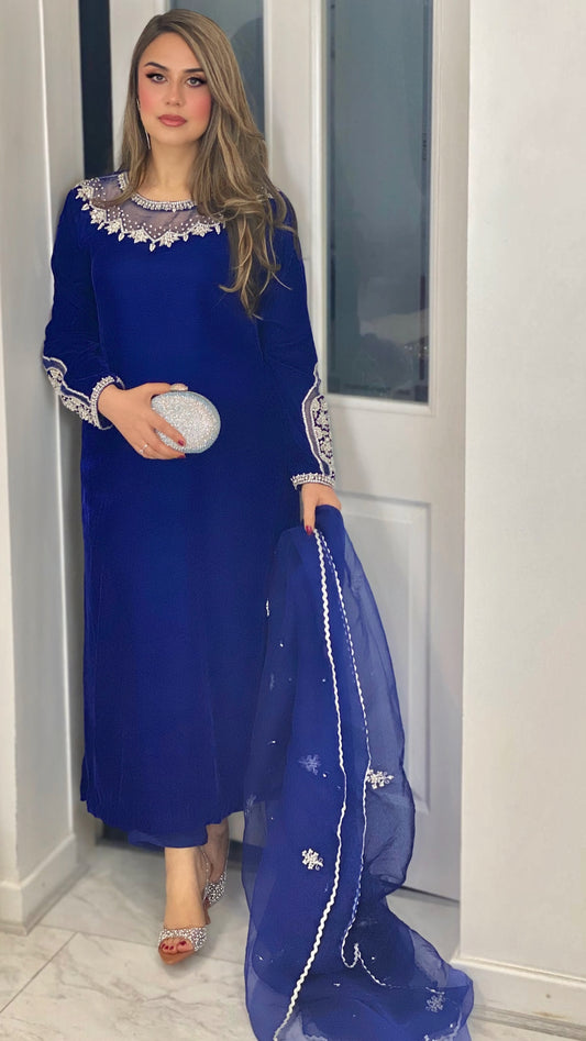 (Preorder 4 weeks) Deewani Blue - Velvet Pret -