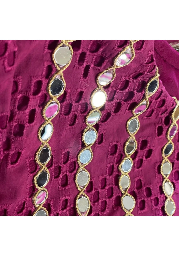 Magenta Crush - Chikankaari Mirror -