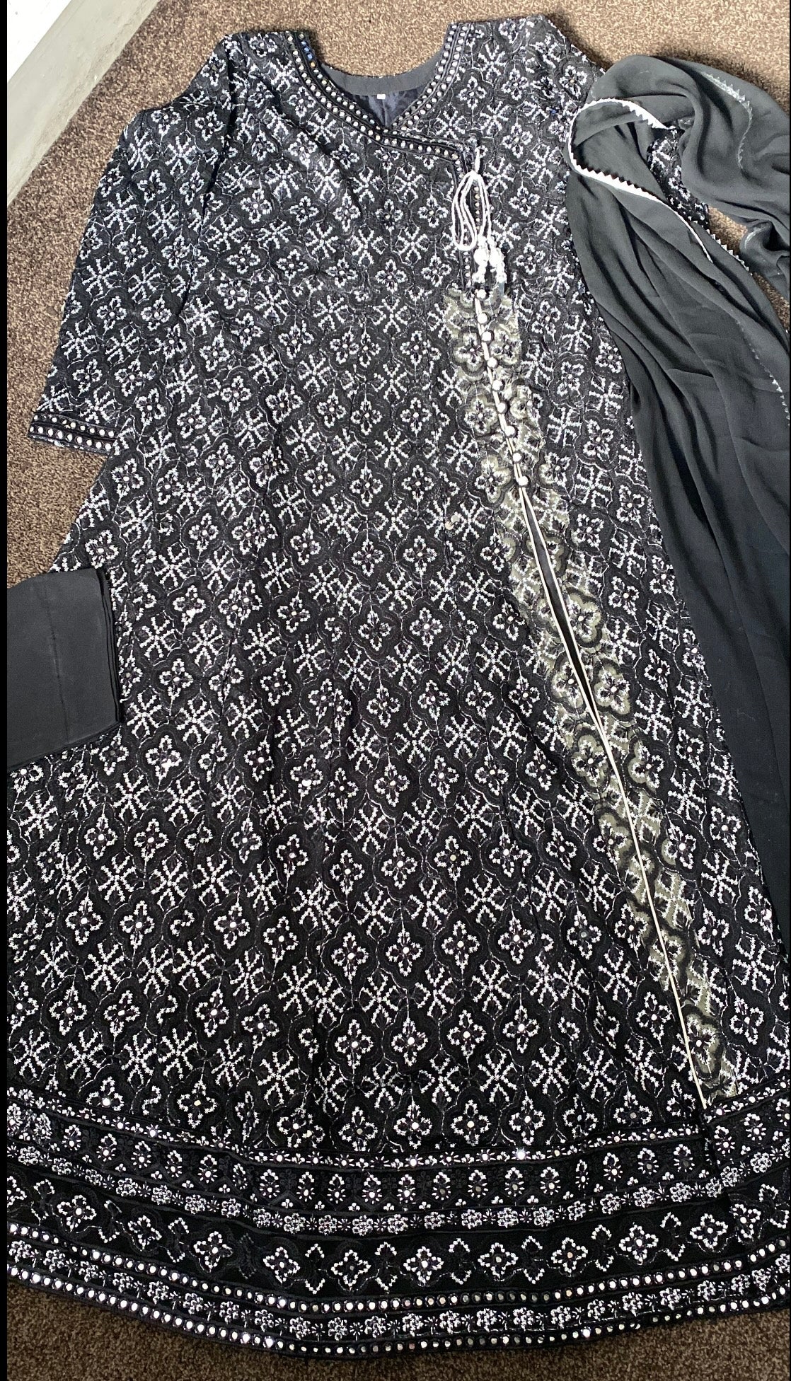 Black Chikankaari Maxi - Long Dress